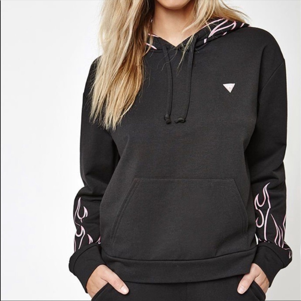 GUESS Pink Flames Hoodie